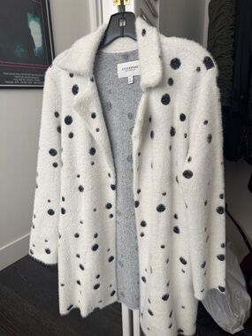 Liverpool White Teddy Jacket with Black Polka Dots